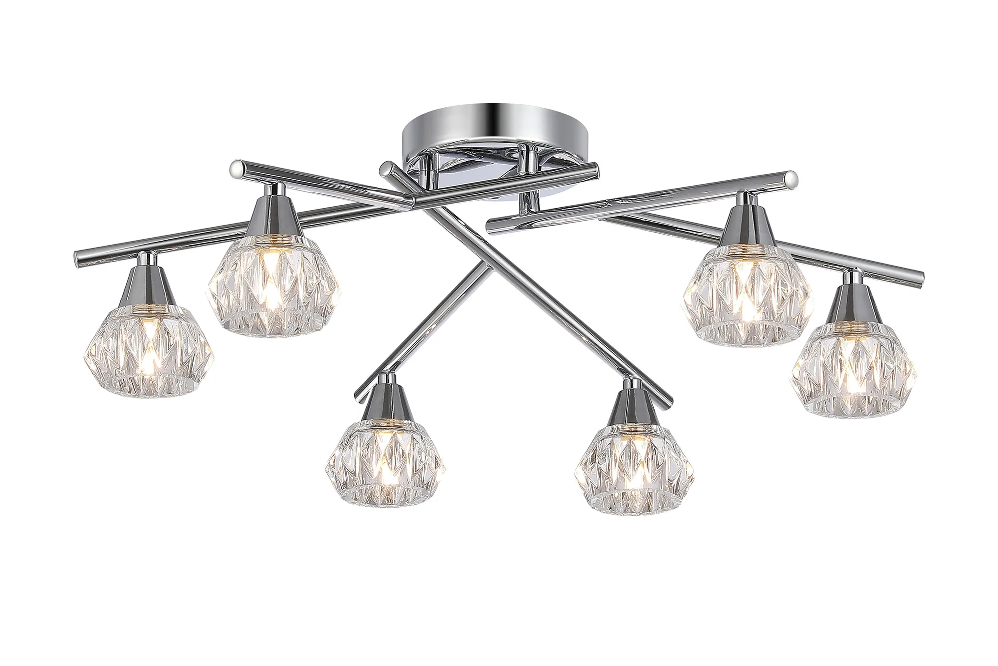 D0852CH  Ardice Glass Ceiling 6 Light Polished Chrome